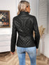 Damen Slim Fit Kunstleder Motorradjacke mit Reißverschluss für den Herbst